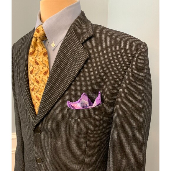 Paolo Vista Wool Blazer Mens 40R Tweed Micro Check Jacket Sportcoat - Picture 2 of 11